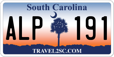 SC license plate ALP191