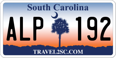 SC license plate ALP192