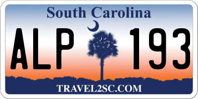 SC license plate ALP193