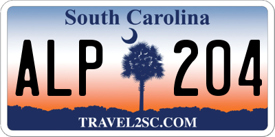 SC license plate ALP204