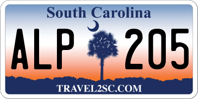 SC license plate ALP205