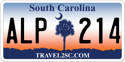 SC license plate ALP214