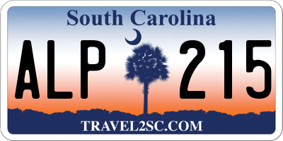 SC license plate ALP215