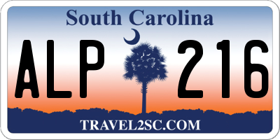 SC license plate ALP216