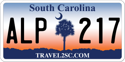 SC license plate ALP217
