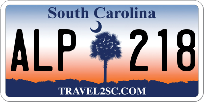 SC license plate ALP218