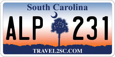 SC license plate ALP231