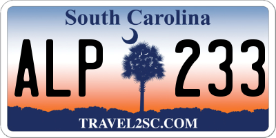 SC license plate ALP233
