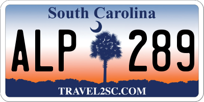 SC license plate ALP289
