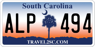 SC license plate ALP494