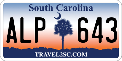 SC license plate ALP643