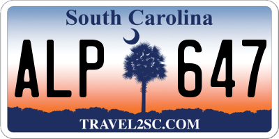 SC license plate ALP647