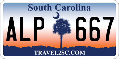 SC license plate ALP667