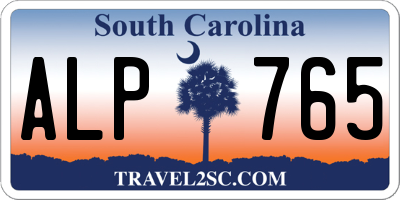 SC license plate ALP765