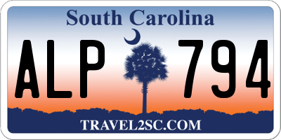 SC license plate ALP794