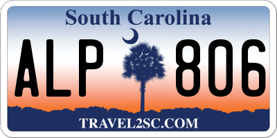 SC license plate ALP806