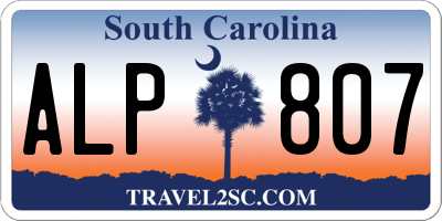 SC license plate ALP807