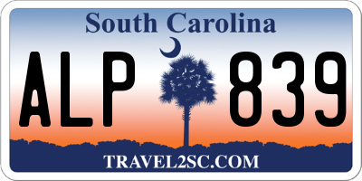 SC license plate ALP839