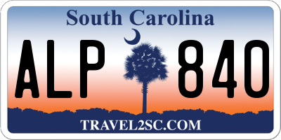 SC license plate ALP840