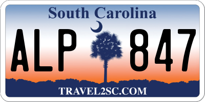SC license plate ALP847
