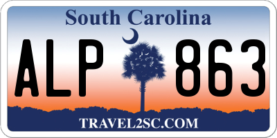 SC license plate ALP863