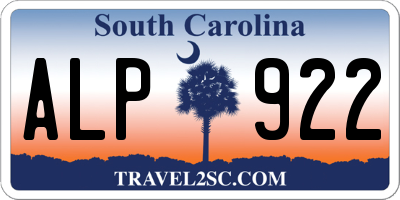 SC license plate ALP922