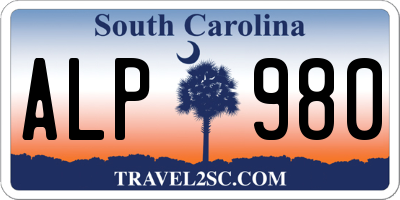 SC license plate ALP980