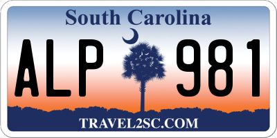 SC license plate ALP981