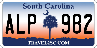 SC license plate ALP982