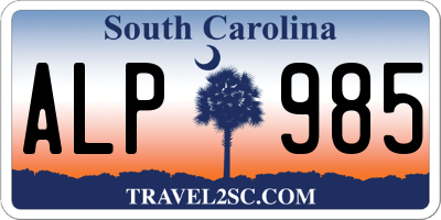SC license plate ALP985