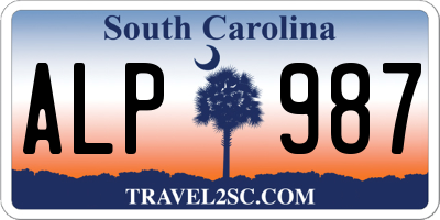 SC license plate ALP987