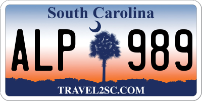 SC license plate ALP989