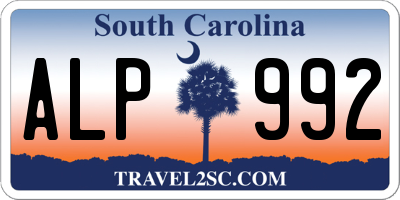 SC license plate ALP992