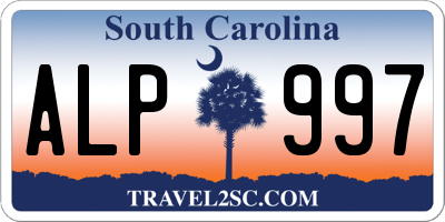 SC license plate ALP997