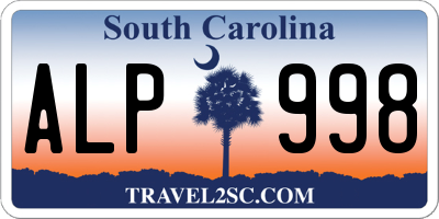 SC license plate ALP998