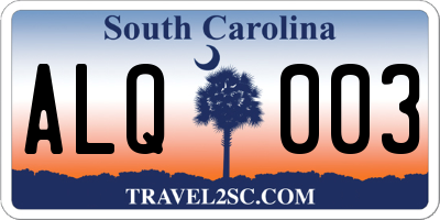 SC license plate ALQ003