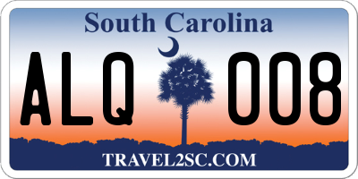 SC license plate ALQ008