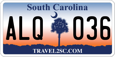 SC license plate ALQ036