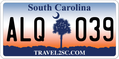 SC license plate ALQ039