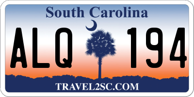 SC license plate ALQ194