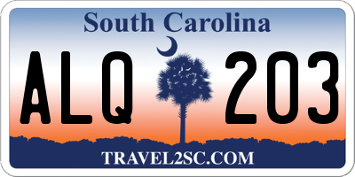SC license plate ALQ203