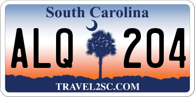 SC license plate ALQ204