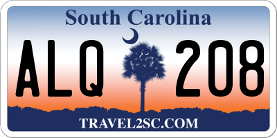 SC license plate ALQ208