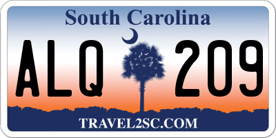 SC license plate ALQ209