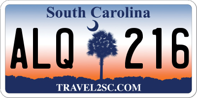 SC license plate ALQ216