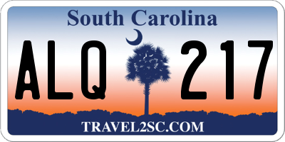 SC license plate ALQ217