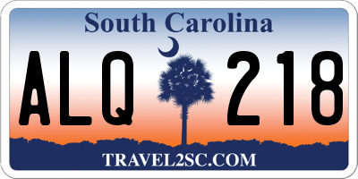 SC license plate ALQ218