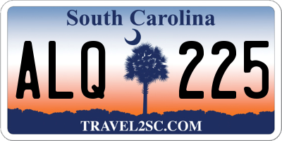 SC license plate ALQ225