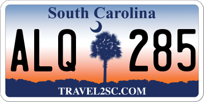 SC license plate ALQ285