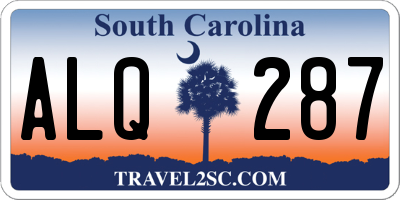 SC license plate ALQ287